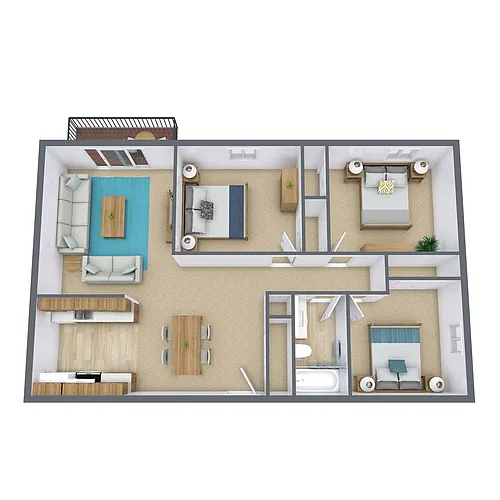 Floor plan Three Bedroom 31A