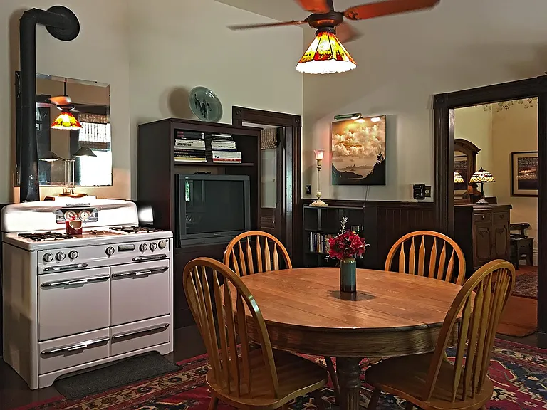 Dining Room With Gas Stove.