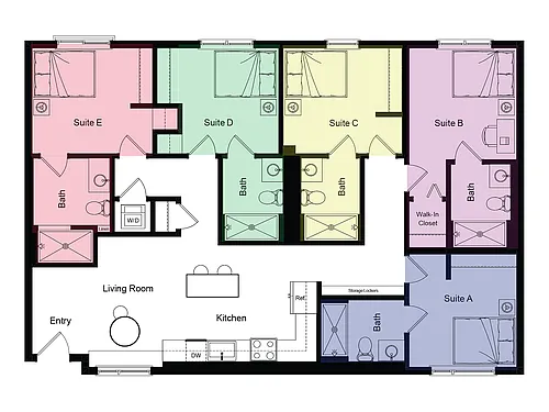 Floor plan C - Private Suite in Shared 5 Bedroom Unit