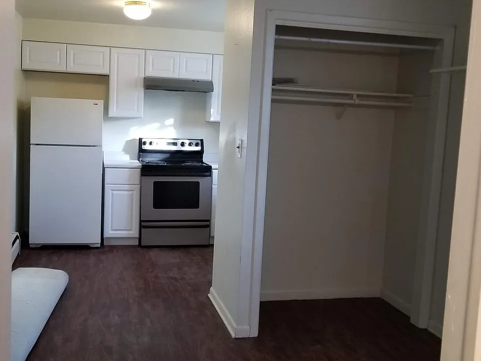 Closet space and kitchen