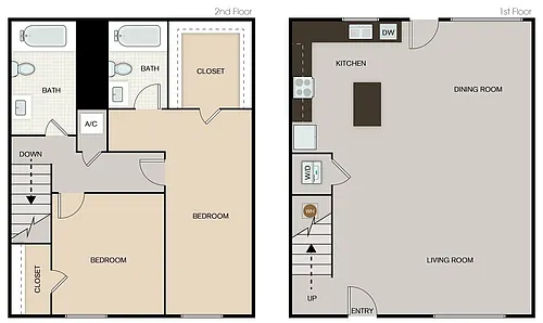 Floor plan 2 bedroom 2 bath