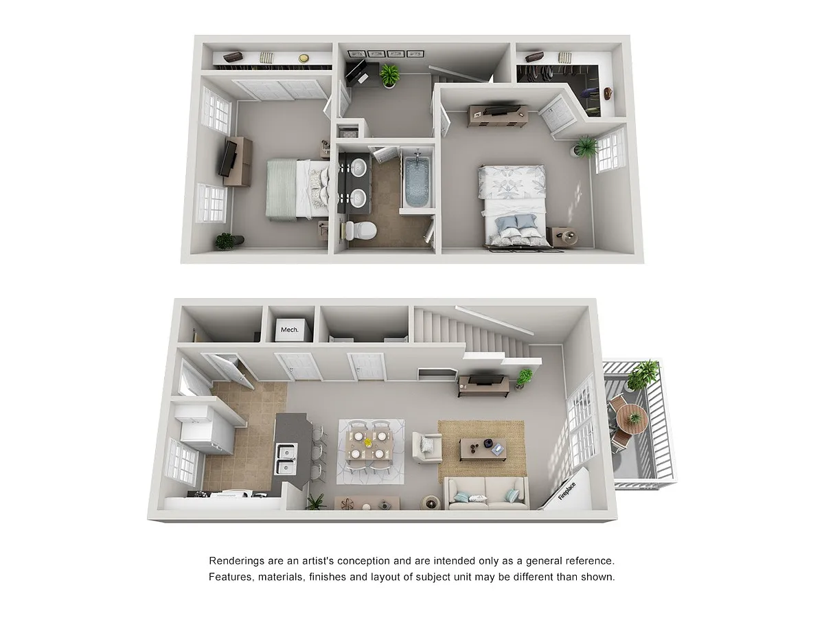 Floor plan 2 Bedroom Townhouse - Renovated