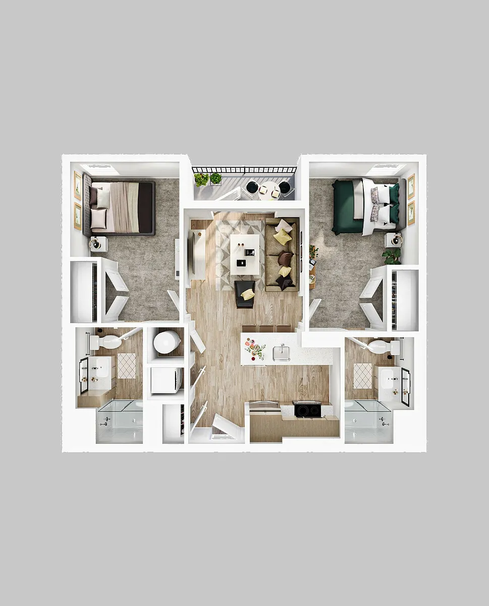 Floor plan 2BR/2BA - B1a
