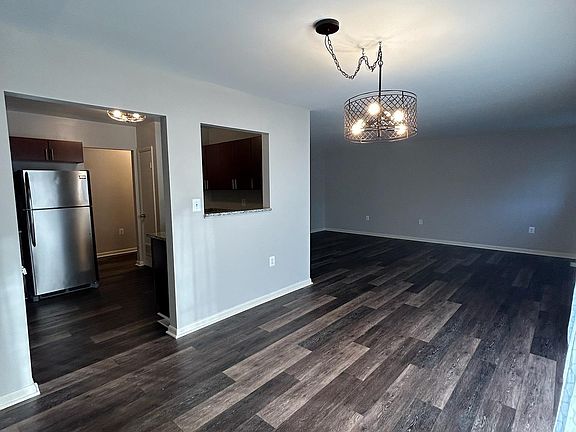 Large and bright living room and dining room.