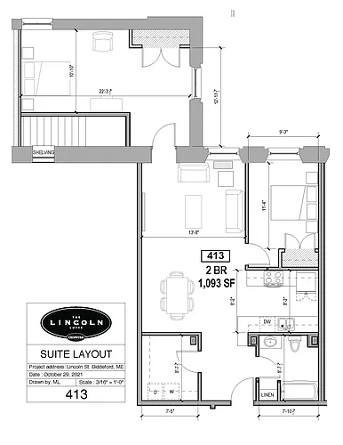 Floor plan 2 Bedroom - 1 Bath