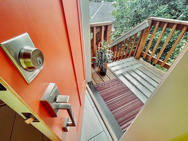 Unit B Front Door and view of Steps going downstairs