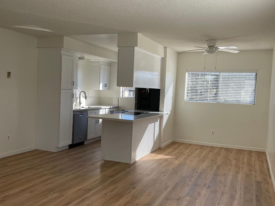 Open kitchen, dining and living area