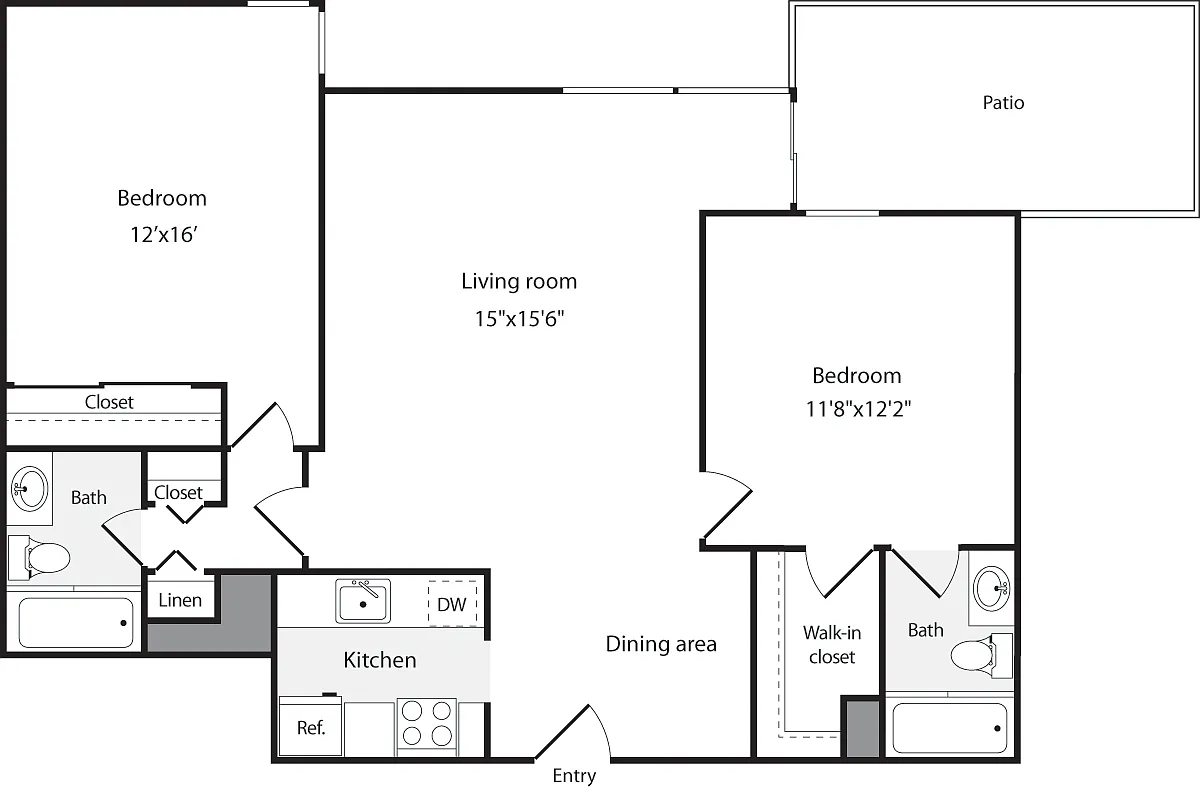 Floor plan 2 Bedrooms M