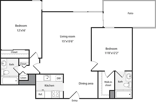 Floor plan 2 Bedrooms M