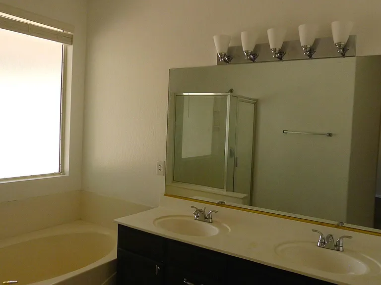Master bathroom- tub & dual sinks