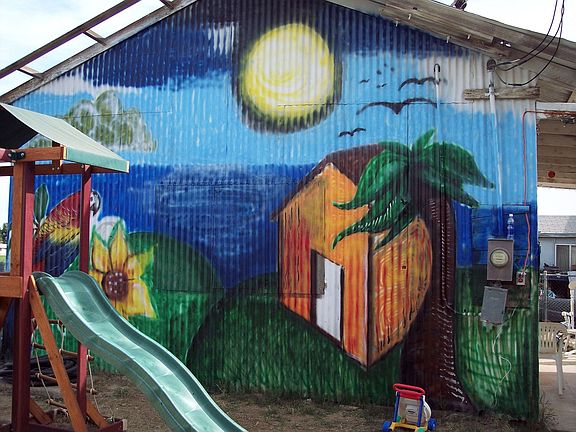 art work on side of garage