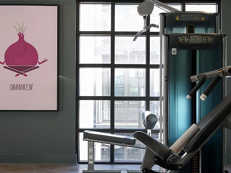 Modern exercise equipment and fitness area