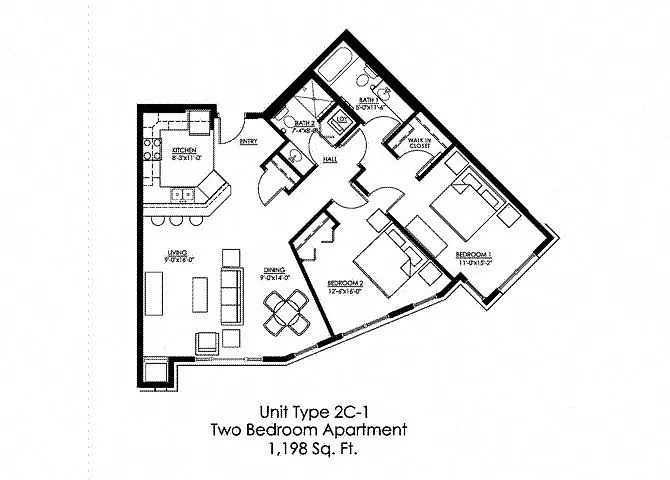 Floor plan Two Bedroom C1