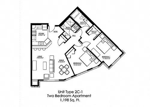 Floor plan Two Bedroom C1