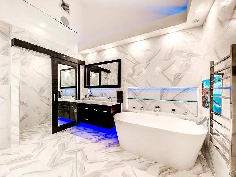 master bath with normal lights on they are dimmable