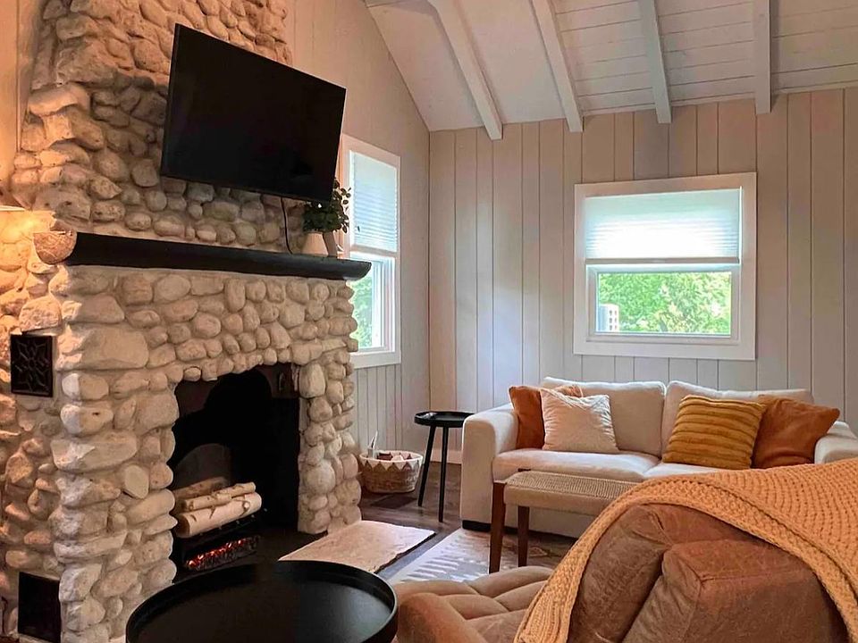 Cozy living room with electric fireplace