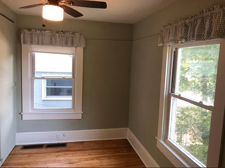 Bedroom view from bathroom.