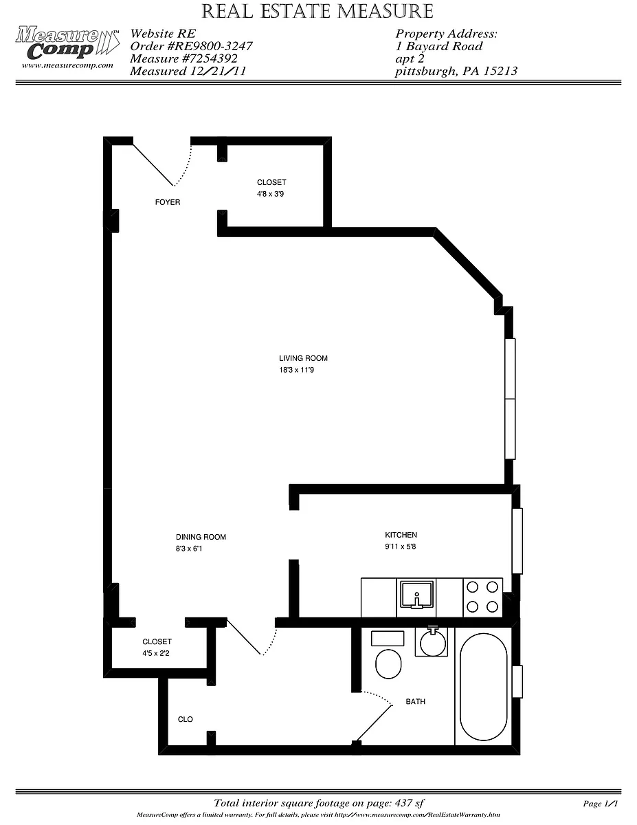 Floor plan One Bedroom
