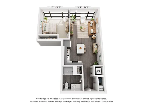 Floor plan 1-Bedroom 1-Bathroom | 720 sqft