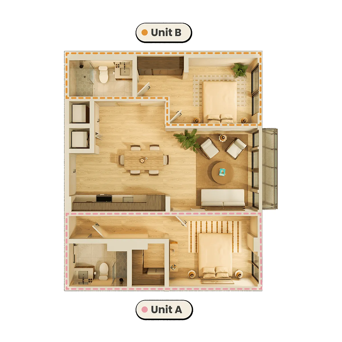 Floor plan Rent By Bedroom (2A)