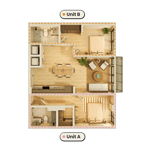 Floor plan Rent By Bedroom (2A)