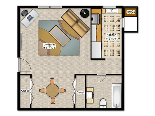 Floor plan Efficiency Apartment
