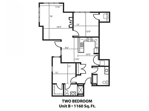 Floor plan 2 Bed 2 Bath