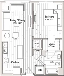Floor plan 1 Bed/1 Bath-A2m3