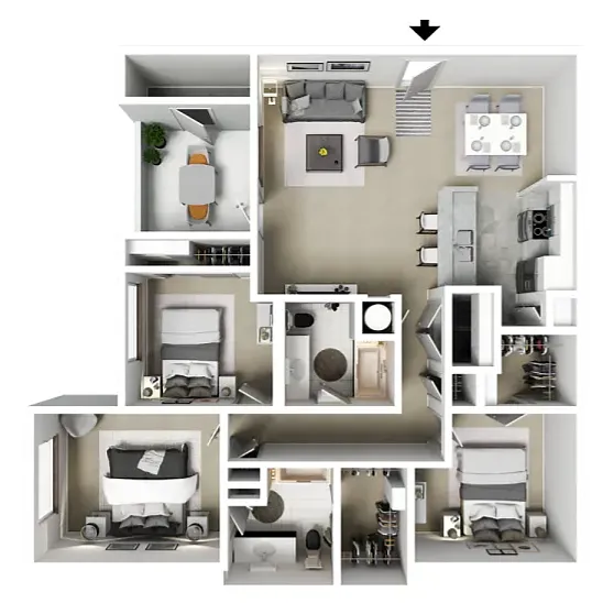 Floor plan 3 Bed 2 Bath