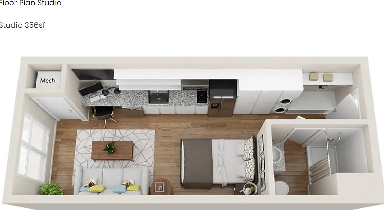 Studio, 356 sqft, $1,175 — Photo 2