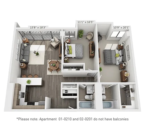 Floor plan Two Bedroom C2