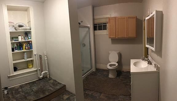 New shower, vanity cabinets and flooring