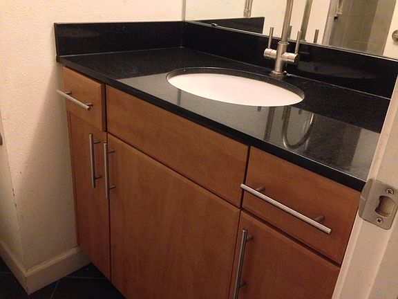 Vanity in bathroom