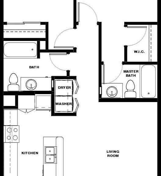 930sqft no patio or outdoor storage, with washer and dryer