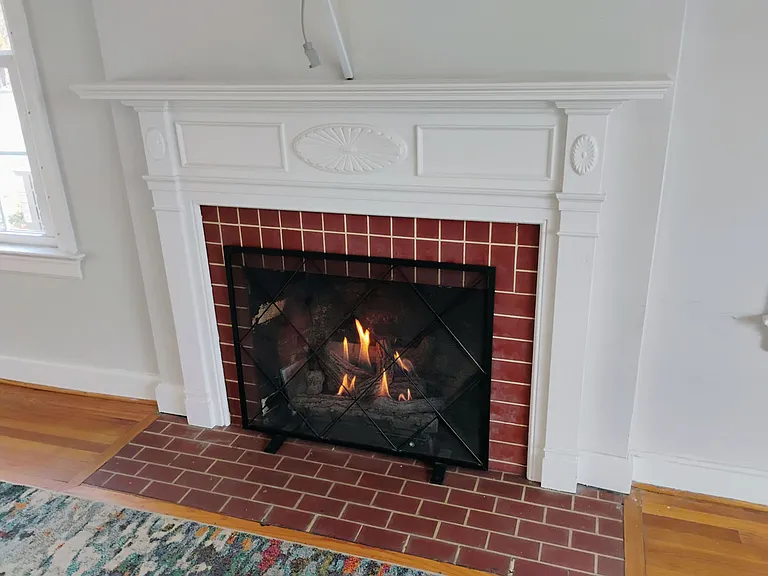 Gas fireplace.