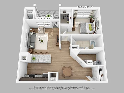 Floor plan 1-Bedroom 1-Bathroom | 862 sqft B
