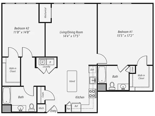 Floor plan 2 Bed/2 Bath-B9