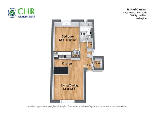Floor plan 1 Bedroom/1 Bath