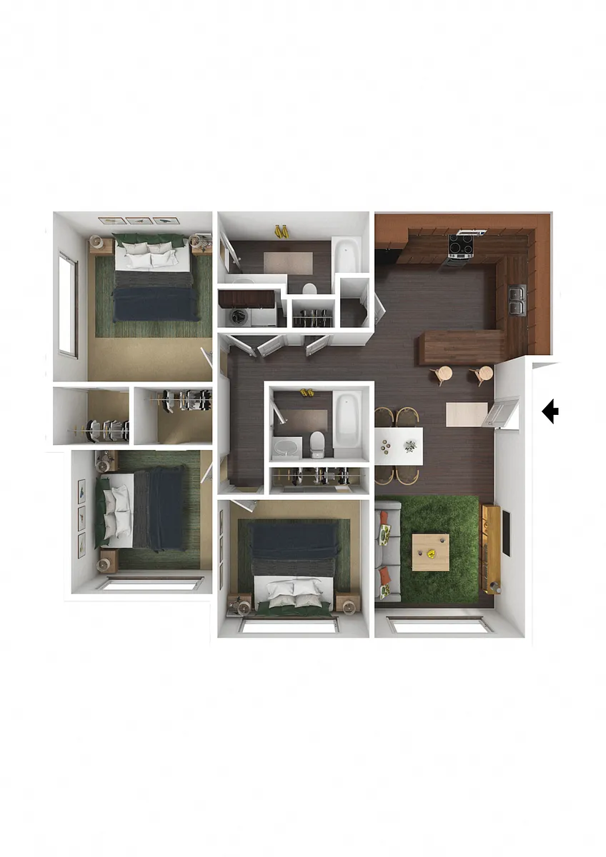 Floor plan Three Bedroom
