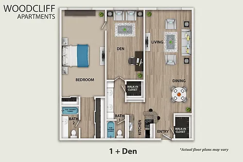 Floor plan 1 Bedroom Plus Den