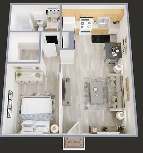 Floor plan One Bedroom One Bath