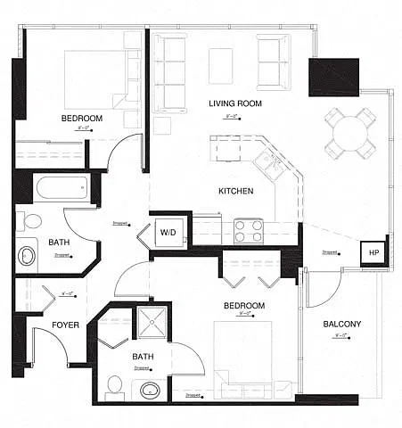 Floor plan 2S w Balcony Renovation 2