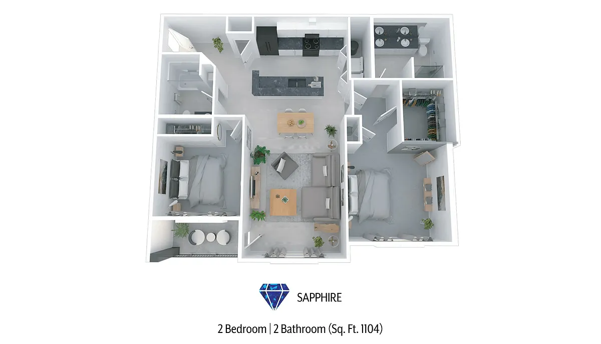 Floor plan 2 Bedroom 2 Bathroom