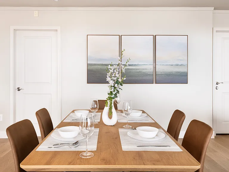 Enjoy meals with your friends and families in this wooden style dining table.