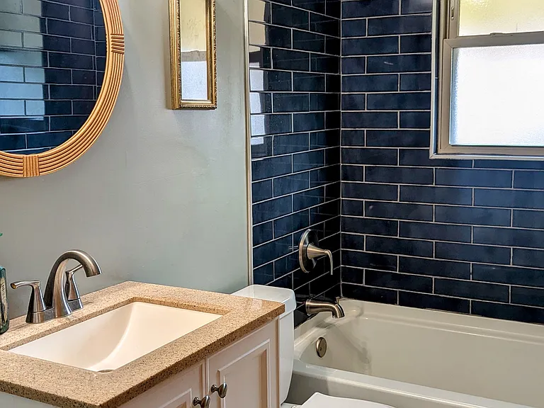 The remodeled bathroom on the main level.