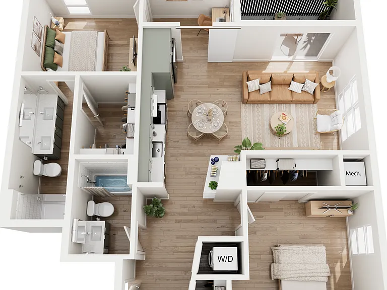 Explore this chic apartment layout, perfect for modern living with ample space and style. Explore this chic apartment layout, perfect for modern living with ample space and style.
