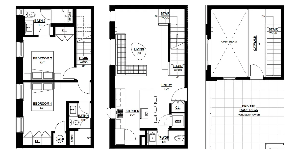 Floor plan 2 Bed - 2.5 Bath Townhome