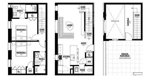 Floor plan 2 Bed - 2.5 Bath Townhome