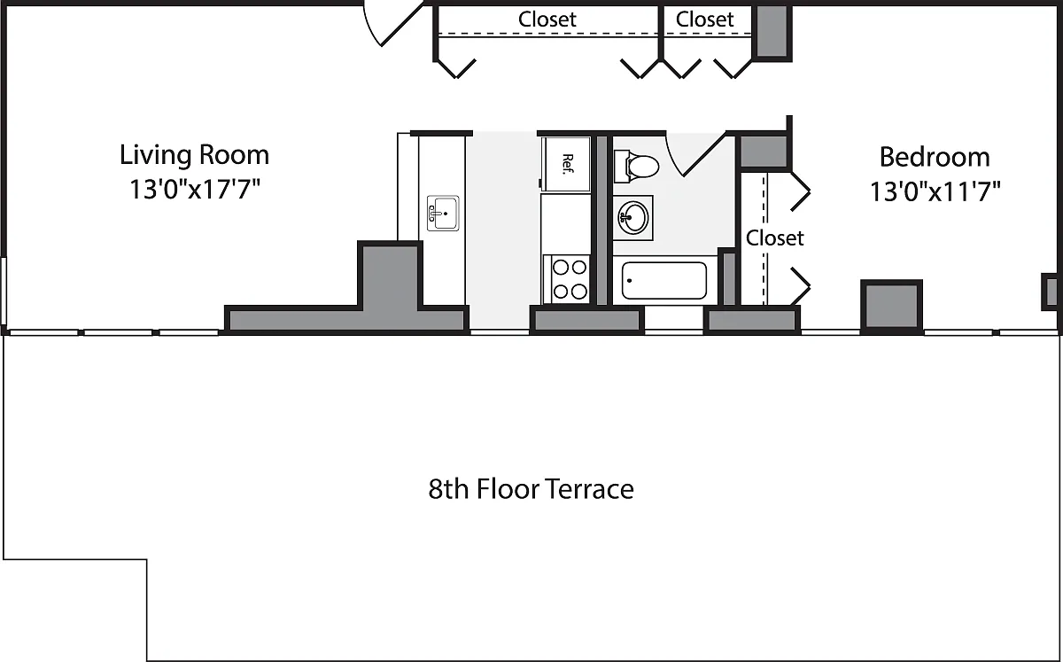 Floor plan 1 Bedroom G - with Terrace