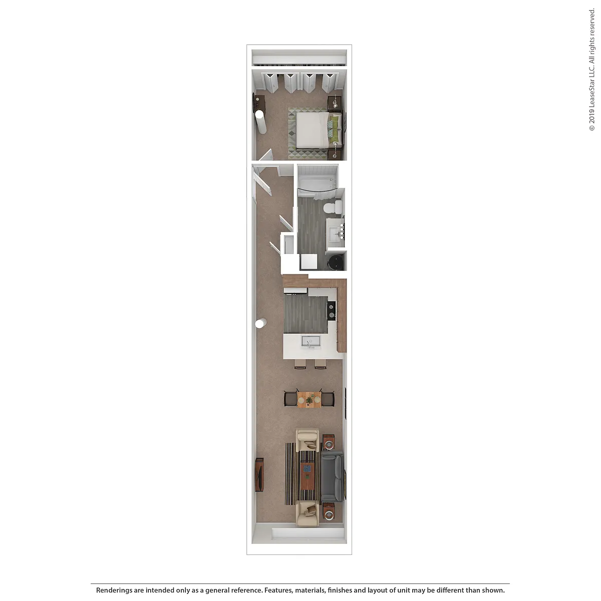 Floor plan C2 1 Bedroom 1 Bathroom